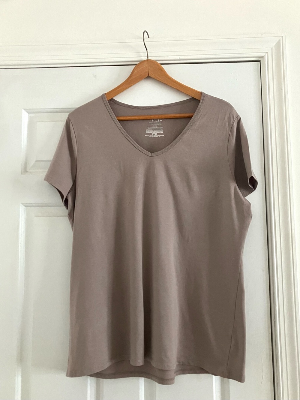 Time & True Dark Beige V neck Short Sleeve T-shirt 2x